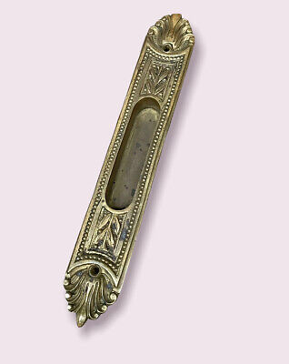 Antique Heavy Ornate Brass Victorian Pocket Door Handle Made In Italy