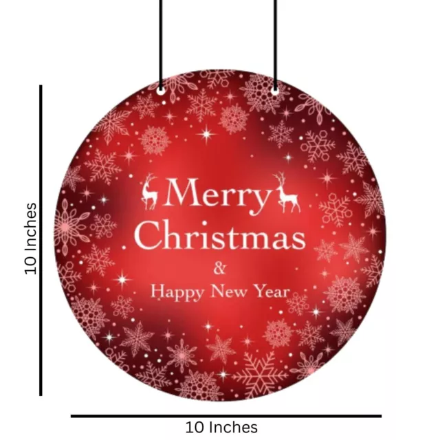 Merry Christmas Happy New Year Printed Wall Door Hanging Christmas Decor Red 2