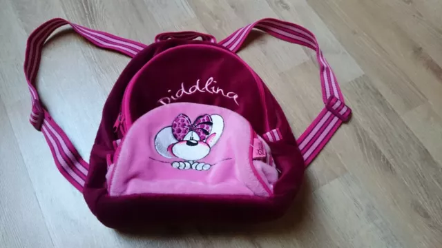 Diddlina Rucksack für Mädchen pink rosa mit Reißverschluss verstellbare Träger