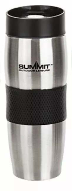 Summit Thermal Travel Coffee Cup Mug Double Walled 380ml Hot Cold Drinks BLACK