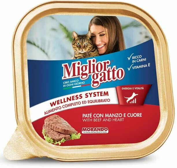 MIGLIOR GATTO PATE MIGLIOR GATTO UMIDO CIBO PER GATTI MANZO CUORE VASCHETTA 100g