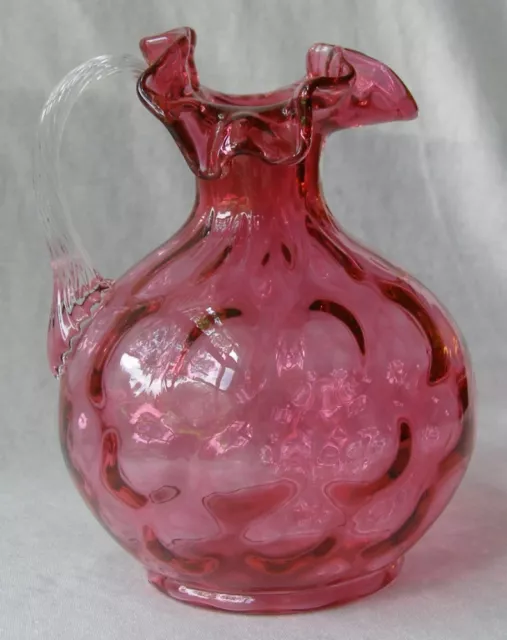 Vintag Fenton Glass Country Cranberry Coin Dot Pitcher