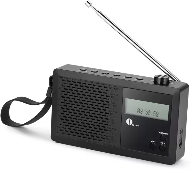 1byone Tragbares DAB FM Digital Radio mit FM Tuner, Wecker, LCD Bildschirm