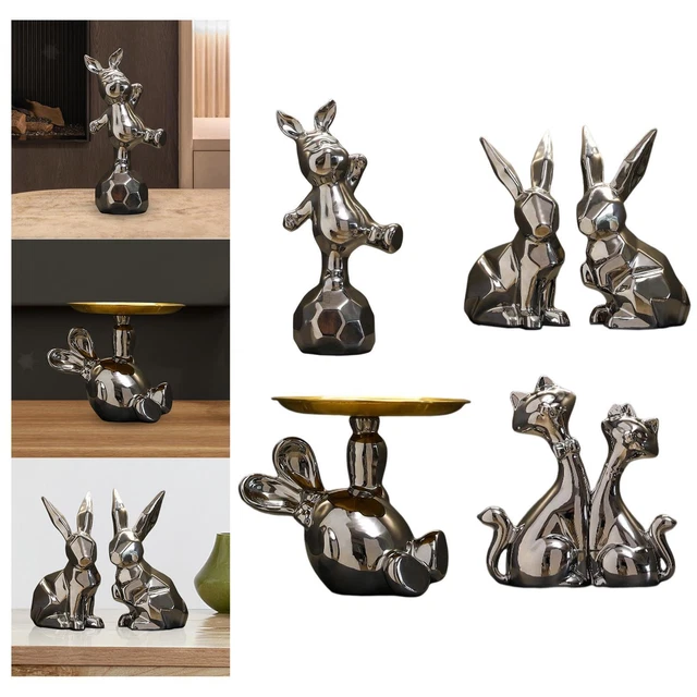 Ornements de figurines d'animaux en résine galvanoplastie brillante et