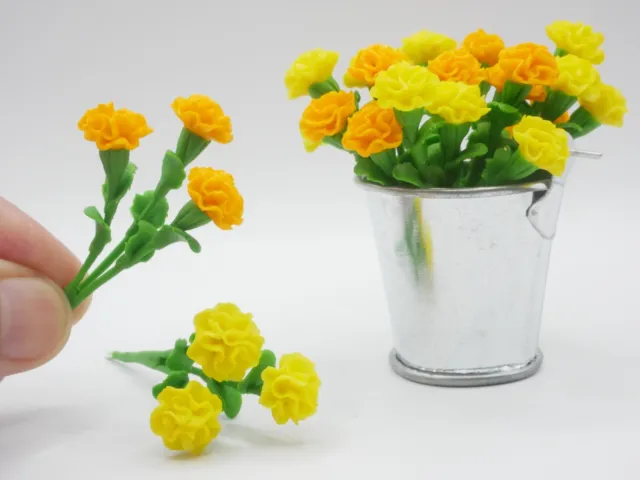 1 Pc Miniature Marigold Flower Clay Miniature Dollhouse Handmade Decor 1:12
