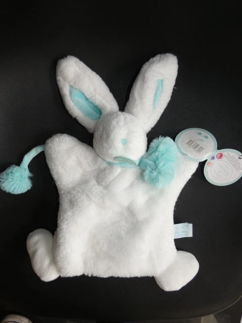 doudou lapin pompon blanc vert amande doudou et compagnie neuf