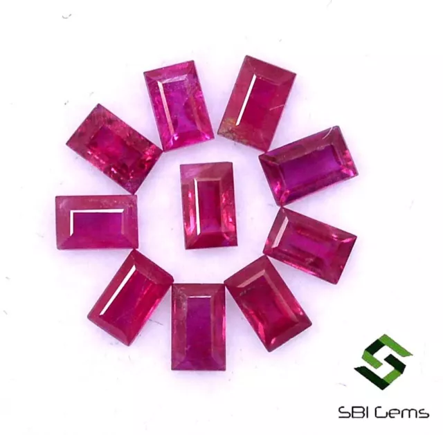 3x2 mm Natural Ruby Baguette Cut 0.95 CTS Lot 10 Pcs Burma Loose Gemstones