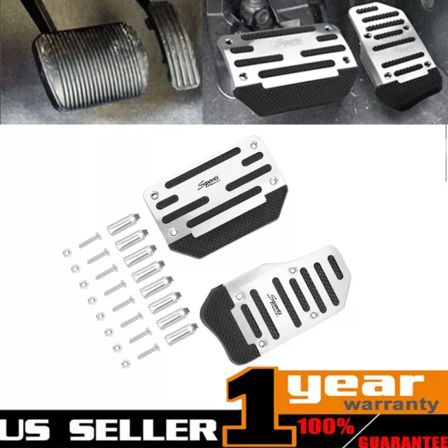 Non-Slip Automatic Gas Brake Foot Pedal Pad Cover Car Accessories Parts Silver