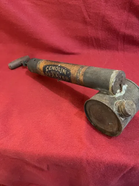 Vintage Cenolin Tin Metal Bug Sprayer Duster Insecticide Hand Pump Cenol Co Moth