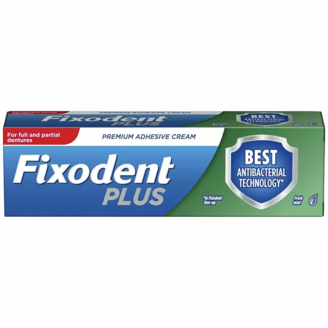 Fixodent Plus Dual Protection Denture Adhesive Cream Foodseal Antibacterial, 40g