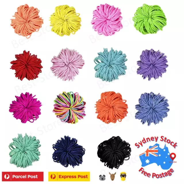 100x Elastic Rubber Girl Hair Ties Band Rope Ponytail Holder Fashion Scrunchie