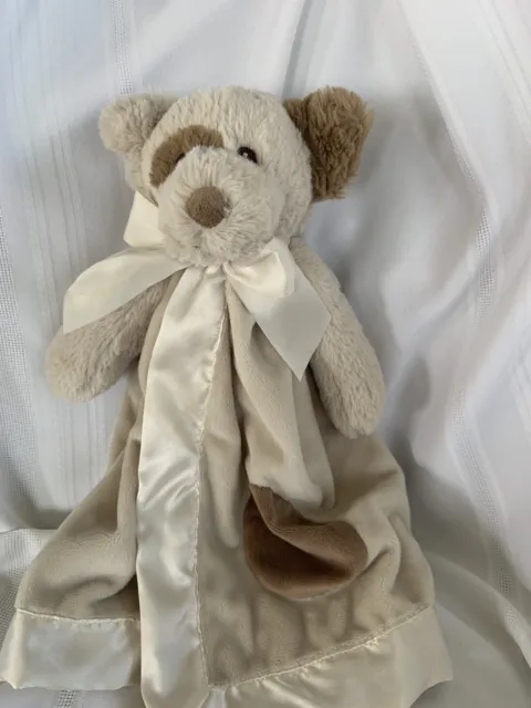 Bearington Baby Collection Lil Spot Snuggler Beige Security Blanket Satin Trim