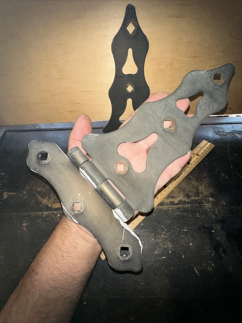 Vintage Large Pair of Old Metal Barn Door Gate Hinges Primitive Rustic