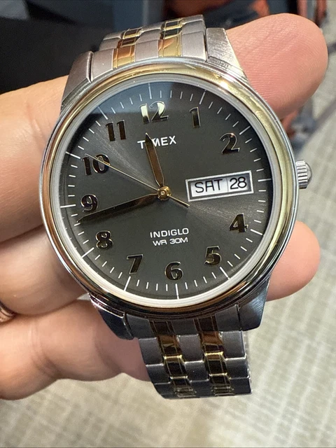 RELOJ TIMEX CHARLES Street Indiglo Para Hombre 35mm Esfera Gris