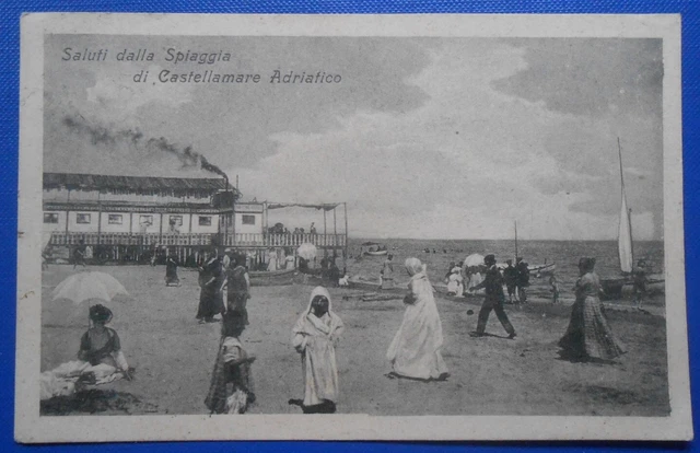 Cartolina Castellamare Adriatico saluti dalla Spiaggia