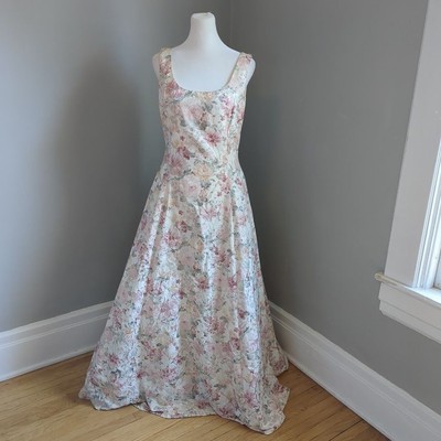 Vintage 90s Jessica McClintock Gown Sleeveless Brocade Floral Prom Size 10