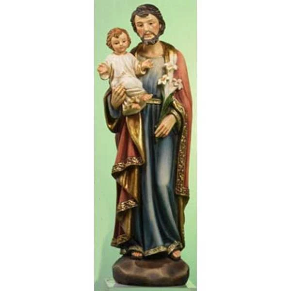 San Giuseppe Mit Kind - Schöne Statue Gemacht Harz - H. Cm. 13