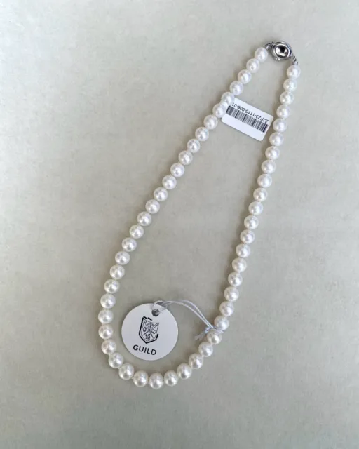 Superior Gr. 8mm Freshwater Nucleus-Free White Pearl Necklace, GUILD, S925 Japan 3