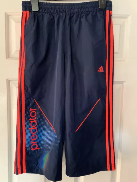 Kids Adidas Predator Blue Orange 3/4 Pants Tracksuit Shorts Age 9-10 Years