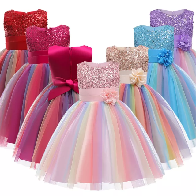Kids Baby Girls Party Bowknot Tutu Dress Pageant Wedding Princess Christening