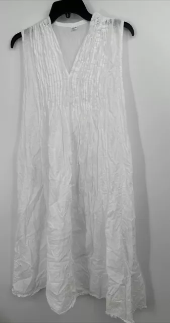COTTON GAUZE WHITE Pleated Sleeveless Dress Size S-M Like CP Shades $26 ...