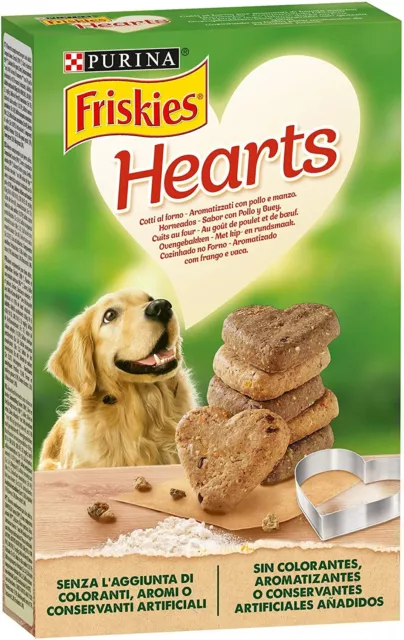 CROCCHETTE BISCOTTI CANE ADULTO CIBO SECCO PER CANI FRISKIES HEARTS SNACK 350 gr