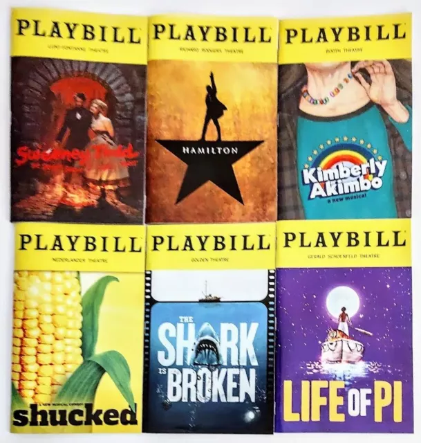 (6) Broadway Playbills Sweeney Todd, Hamilton, Kimberly Akimbo +3 More