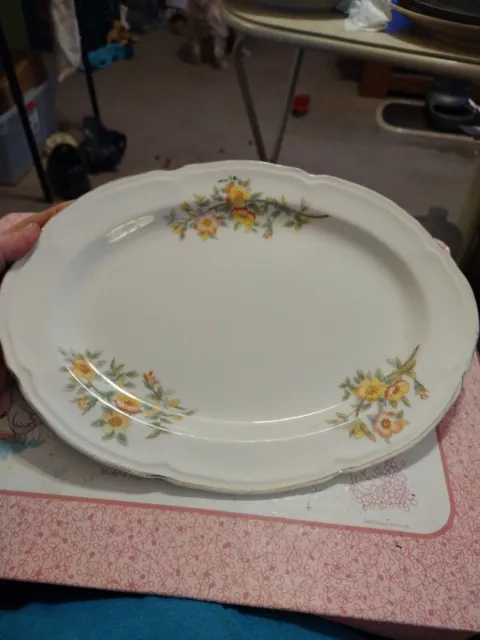 VINTAGE EDWIN M. KNOWLES CHINA CO. Oval Floral Pattern Platter 11 1/2" x 8 3/4"