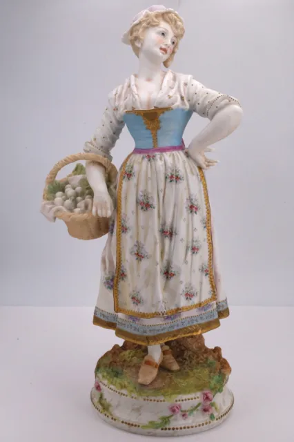 Late 19th century German Bisque Porcelain Figure of Maiden 17.5" Tall