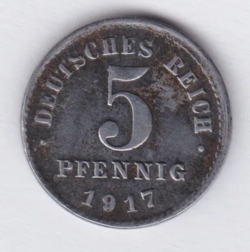 Deutsches Reich 5 Pfennig 1917  DR Deutschland German Empire Nemezko Alemán