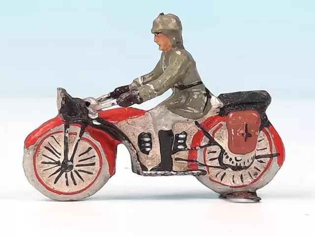 Elastolin  Soldat auf Motorrad Kradmelder mit Haube Militär II. WK Masse RAR Nr2