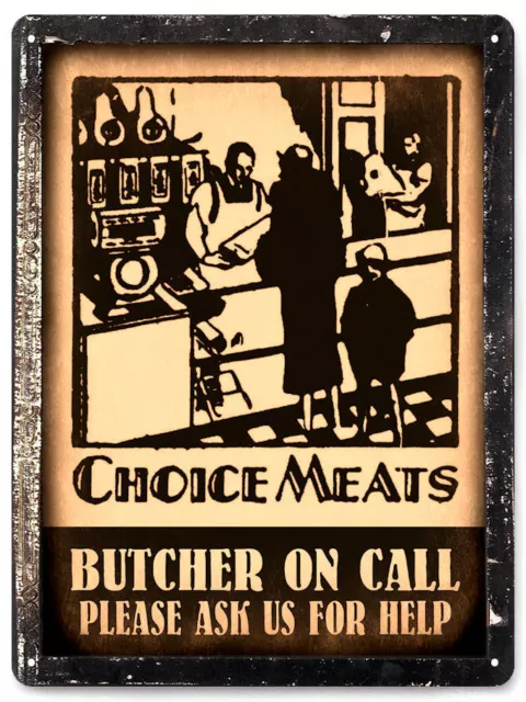 BUTCHER ON CALL METAL meat beef vintage style restaurant deli diner wall art 044