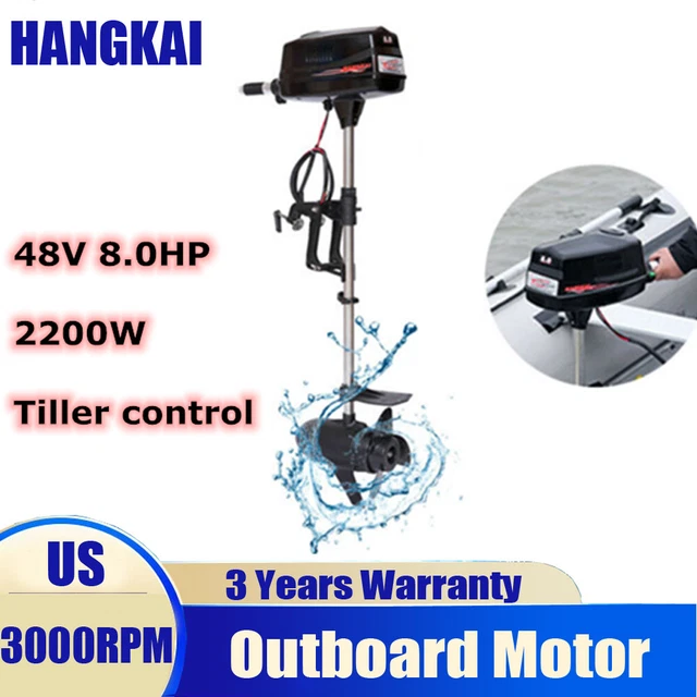 HANGKAI 48V ELECTRIC Boat Engine 2200W 8HP Brushless Outboard Trolling