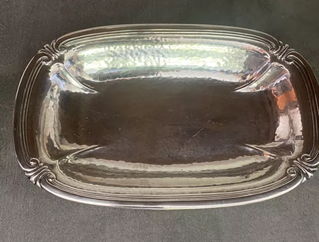 International Sterling D 187 Antique Hand Hammered Sterling Rectangular Dish