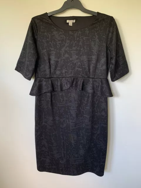 Ripe Maternity 3/4 Sleeve Scoop Neck Black Grey Peplum Midi Dress Size L 14 Au