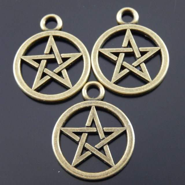 20 Stück Vintage Bronze Legierung Runde Form Ausgehöhlt Star Anhänger Charm 20mm