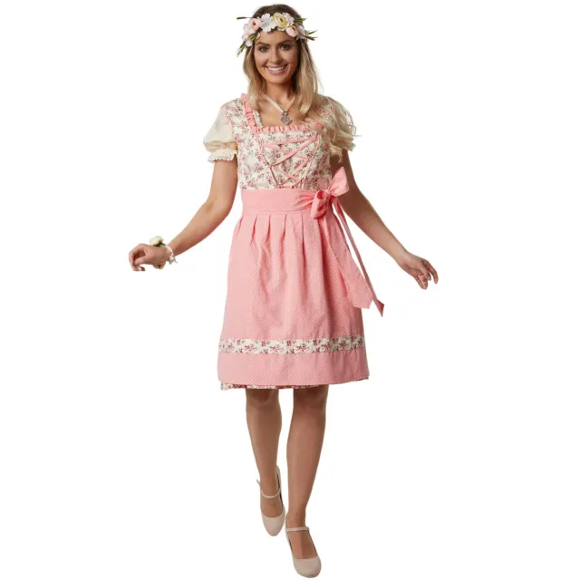 Donna Mini Abito Tirolese Dirndl Rosa Costume Tradizionale Bavarese Vestito Top