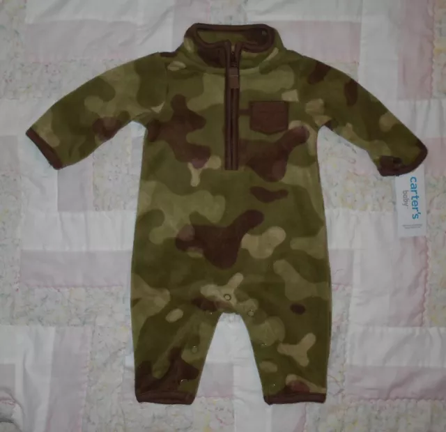 Carters Infant Boys Size: Newborn Fleece Camouflage One Piece Outfit NWT $22