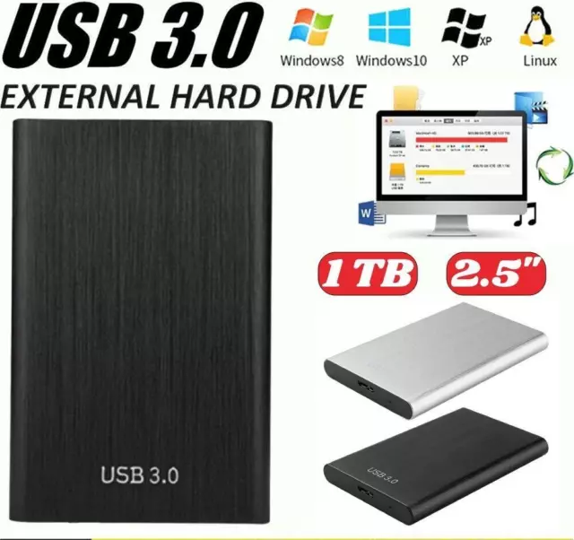 External Hard Drive 1TB Portable 2.5" USB 3.0 SATA Hard Drive Storage PC Laptop