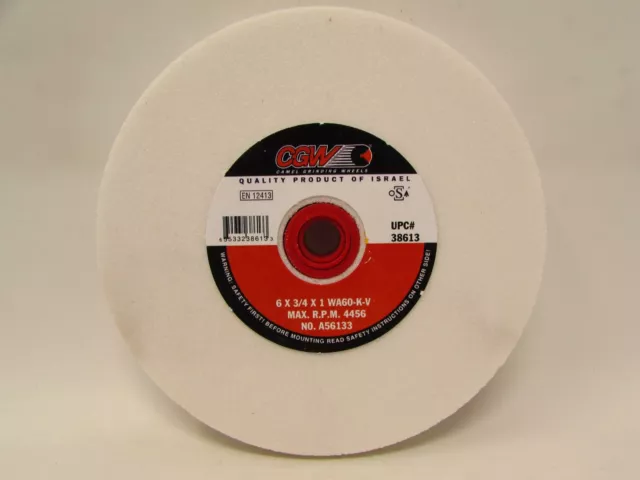 CGW 6 x 3/4 X 1  White Aluminum Oxide Bench Grinding Wheel #38613