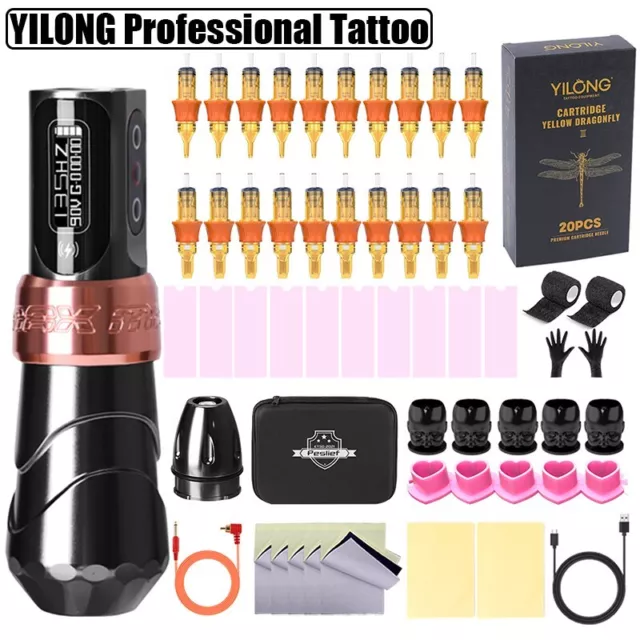 Professional Wireless Coreless Motor Tattoo Gun Makeup Pen Machine Kit 1200mAh