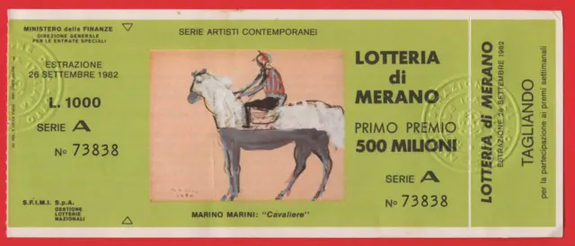 Biglietto Lotteria Di Merano Anno 1982 Con Tagliando