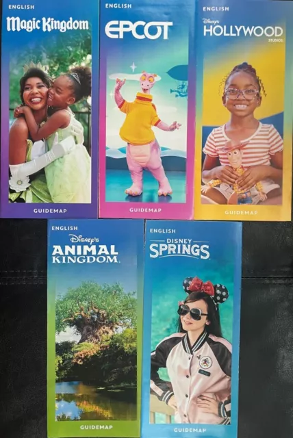 NEW 2024 Walt Disney World Theme Park Guide Maps 5 Maps - Newest Available !