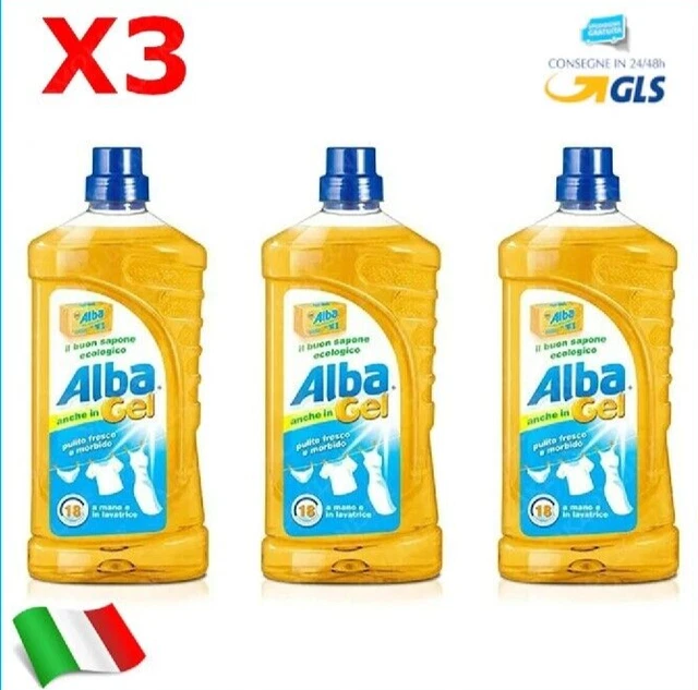 3 Pz ALBA SAPONE DETERSIVO LAVATRICE E A MANO CONCENTRATO ECOLOGICO VEGANO GEL
