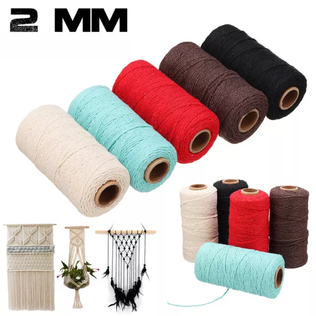 100M*2mm Cotton Twisted Cord Rope Artisan Macrame String DIY Catcher Craft h