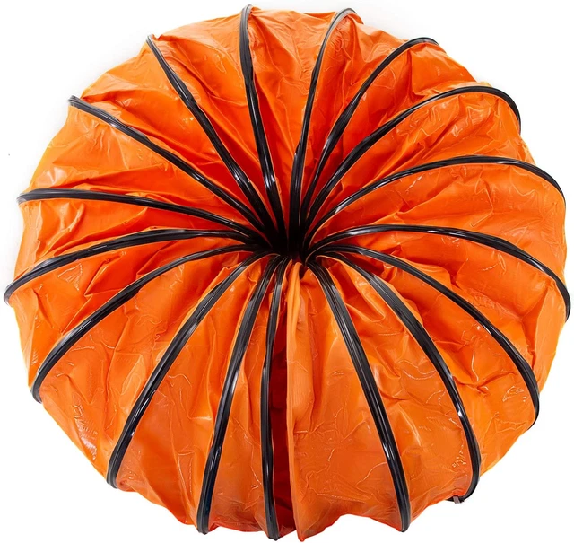 25Ft PVC Flexible Ducting, 8 Inch Hose, Orange