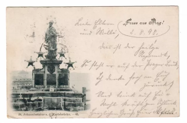 10 035- Gruß aus Prag St. Johannisstaue d.d. Karlsbrücke  1898