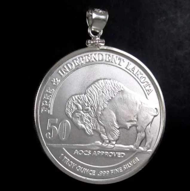 Pendant 2021 Lakota Crazy Horse 1 oz. .999 Silver Round Sterling Silver Bezel 2