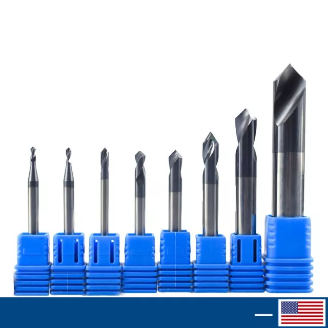2Flute 2-12mm Carbide Chamfer End Mill Fixed Point Drill Milling Cutter 90Degree