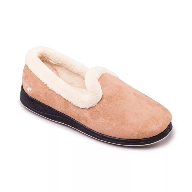 Padders REPOSE Ladies Memory Foam Comfy Extra Wide EE Fitting Slippers Taupe